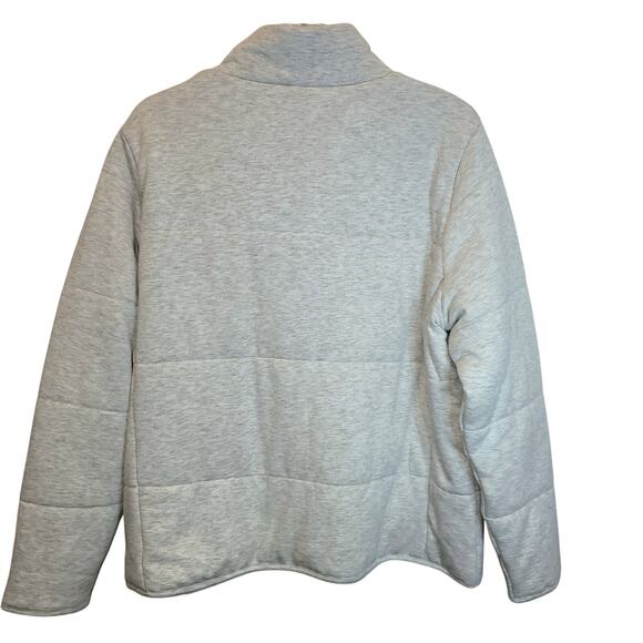 Three Dots Knit Puffer Jacket Full Zip Womens Sz XL Oatmeal Cream Zip Pockets - Picture 5 of 15